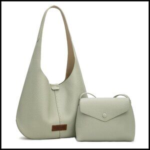 Slouchy Hobo Shoulder Bag Set with Crossbody PU Leather Minimal Chic